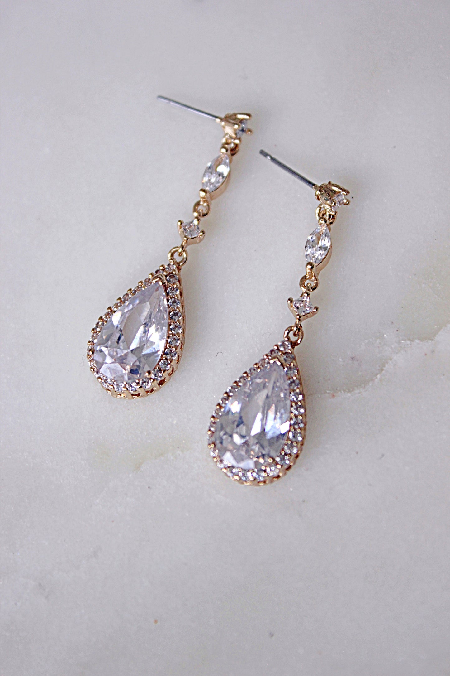 Gold Earrings Long Dangle Crystal Earrings Tear Drop Art Deco Chandelier Earrings Cubic Zirconia Elegant Bridal Earrings Bridesmaid, BIJOU EARRINGS for Her, for Bride, for Bridesmaid, for Mother of the Bride or for Guest by Camilla Christine Bridal Jewelry and Wedding Accessories and Special Occasion