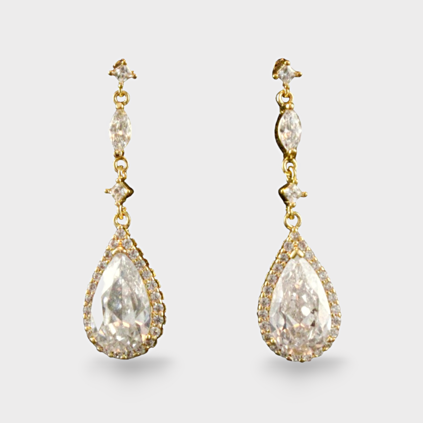 Gold Earrings Long Dangle Crystal Earrings Tear Drop Art Deco Chandelier Earrings Cubic Zirconia Elegant Bridal Earrings Bridesmaid, BIJOU EARRINGS for Her, for Bride, for Bridesmaid, for Mother of the Bride or for Guest by Camilla Christine Bridal Jewelry and Wedding Accessories and Special Occasion