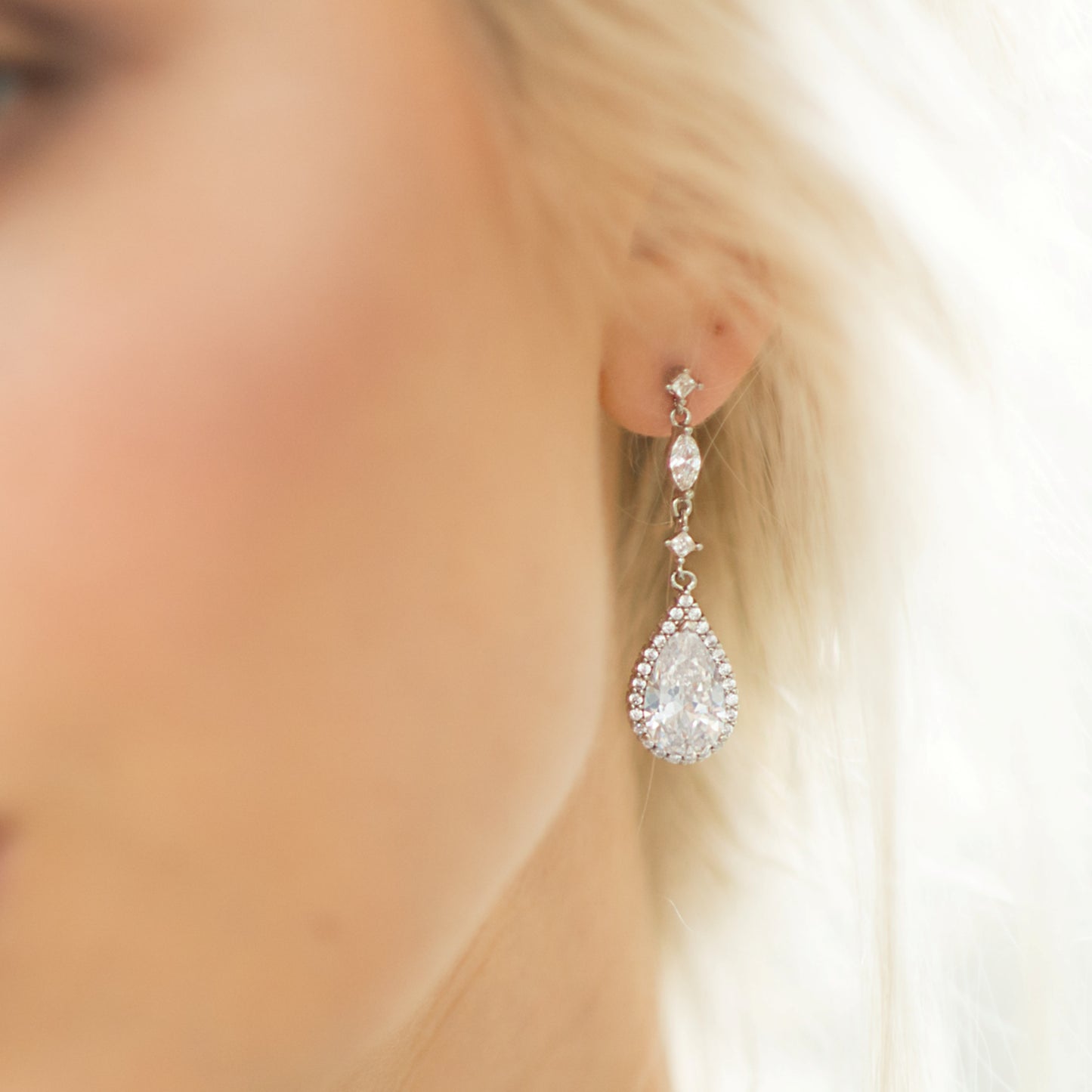 Crystal Linear Drop Earrings Dangle Teardrop Bridal Earrings Silver Chandelier Earrings Art Deco CZ Wedding Jewelry Bridesmaid Gift, BIJOU EARRINGS for Her, for Bride, for Bridesmaid, for Mother of the Bride or for Guest by Camilla Christine Bridal Jewelry and Wedding Accessories Bridal Style Inspiration Trends for Bride
