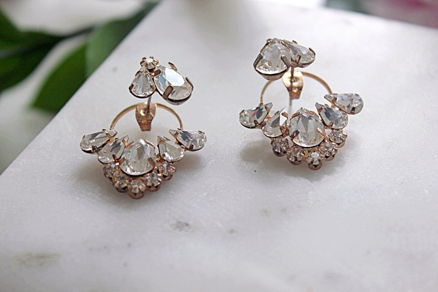 Crystal Ear Jacket Earrings Gold Ear Climber Rhinestone Cluster Earrings Art Deco Cubic Zirconia Jeweled Hoop Vintage Bridal Earrings, CERSI EARRINGS for Her, for Bride, for Bridesmaid Gift, for Mother of the Bride, for Wedding Guest or Special Occasion by Camilla Christine Bridal Jewelry and Wedding Accessories. Bridal Style Inspiration Trends for Bride, Wedding Ideas