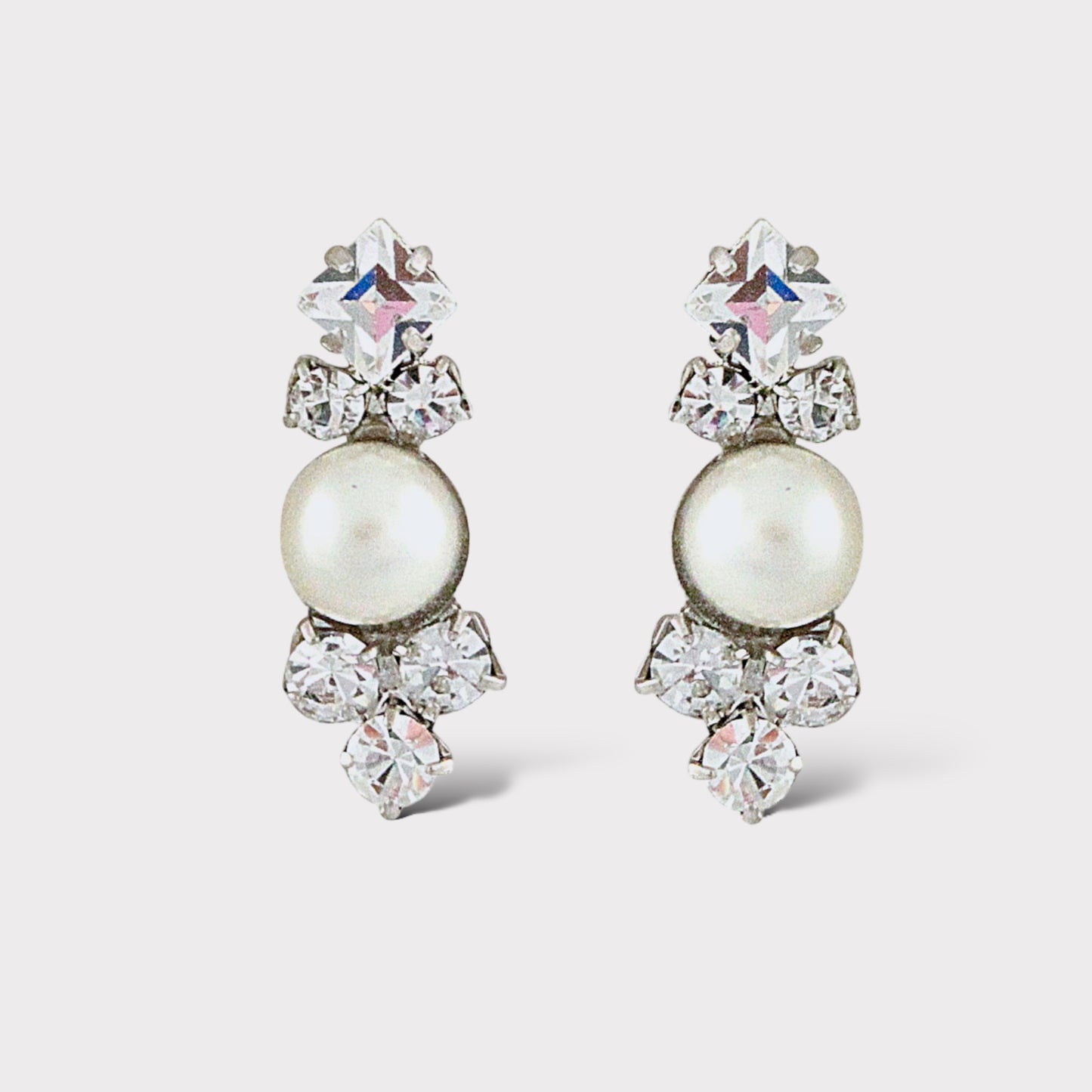 Pearl Stud Earrings Wedding Crystal Cluster Drop Earring Silver Art Deco Bridal Earring Vintage Jeweled Dainty Stud Bridesmaid Jewelry, LIV EARRINGS for Her, for Bride, for Bridesmaid Gift , for Mother of the Bride, for Wedding Guest or Special Occasion by Camilla Christine Bridal Jewelry and Wedding Accessories. Bridal Style Inspiration Trends for Bride, Wedding Ideas
