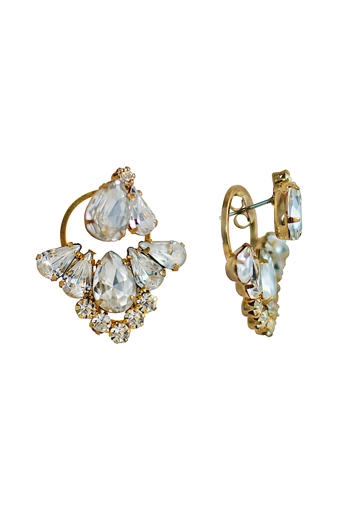 Crystal Ear Jacket Earrings Gold Ear Climber Rhinestone Cluster Earrings Art Deco Cubic Zirconia Jeweled Hoop Vintage Bridal Earrings, CERSI EARRINGS for Her, for Bride, for Bridesmaid Gift, for Mother of the Bride, for Wedding Guest or Special Occasion by Camilla Christine Bridal Jewelry and Wedding Accessories. Bridal Style Inspiration Trends for Bride, Wedding Ideas