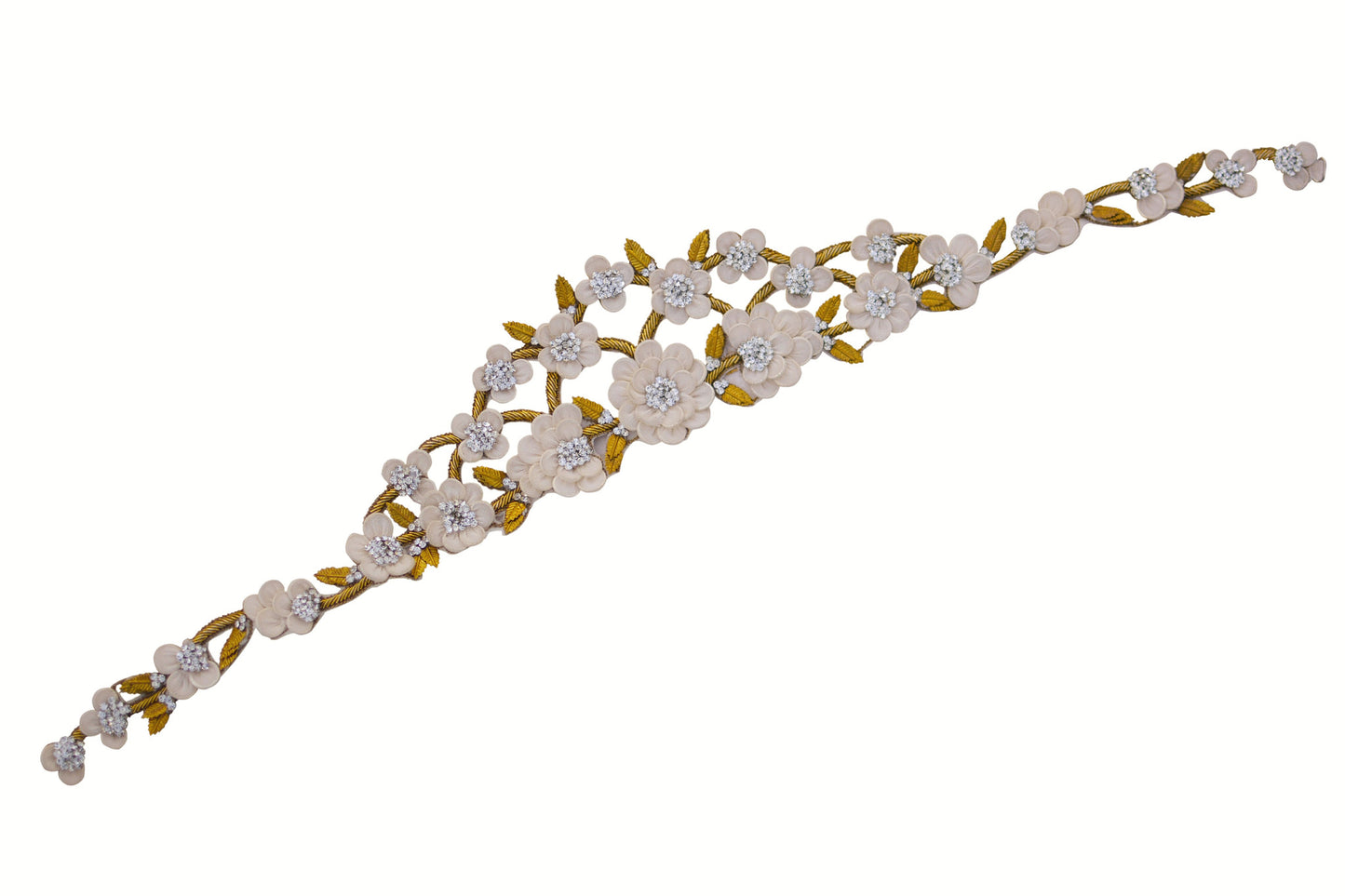 Bridal Accessories and Wedding Jewelry, Camilla Christine, Headpiece, Halo, Headdress, Cora, Gold, Floral, Leaf & Vine Cut-out Wrap Around Halo Headpiece