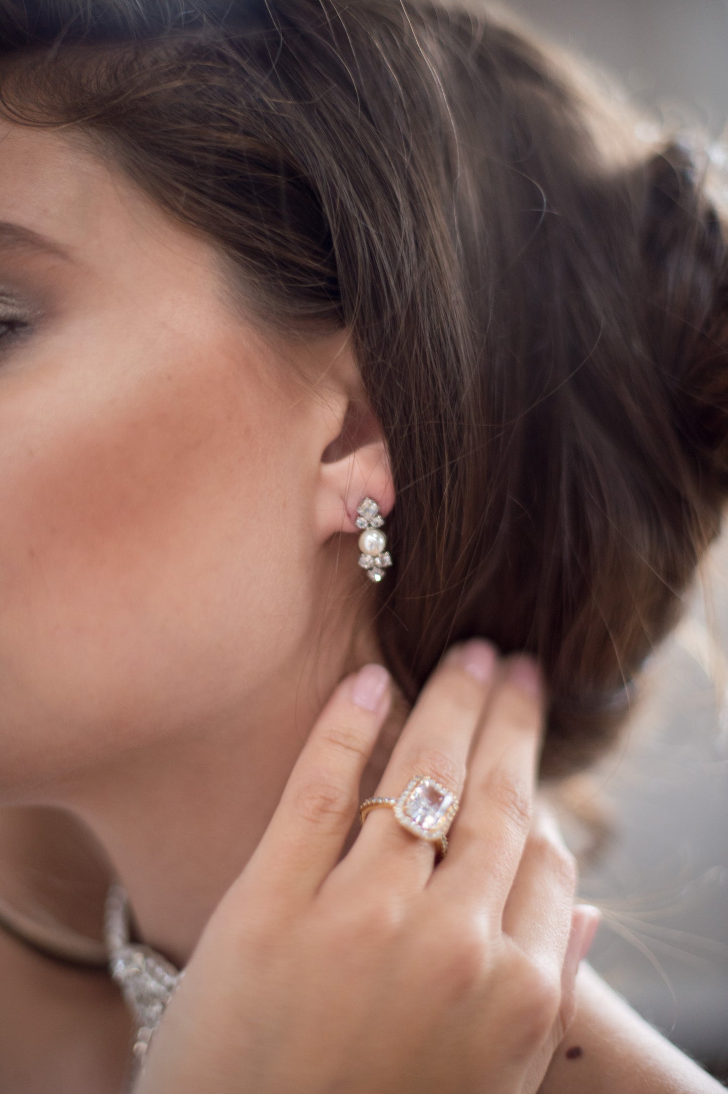 Pearl Stud Earrings Wedding Crystal Cluster Drop Earring Silver Art Deco Bridal Earring Vintage Jeweled Dainty Stud Bridesmaid Jewelry, LIV EARRINGS for Her, for Bride, for Bridesmaid Gift , for Mother of the Bride, for Wedding Guest or Special Occasion by Camilla Christine Bridal Jewelry and Wedding Accessories. Bridal Style Inspiration Trends for Bride, Wedding Ideas