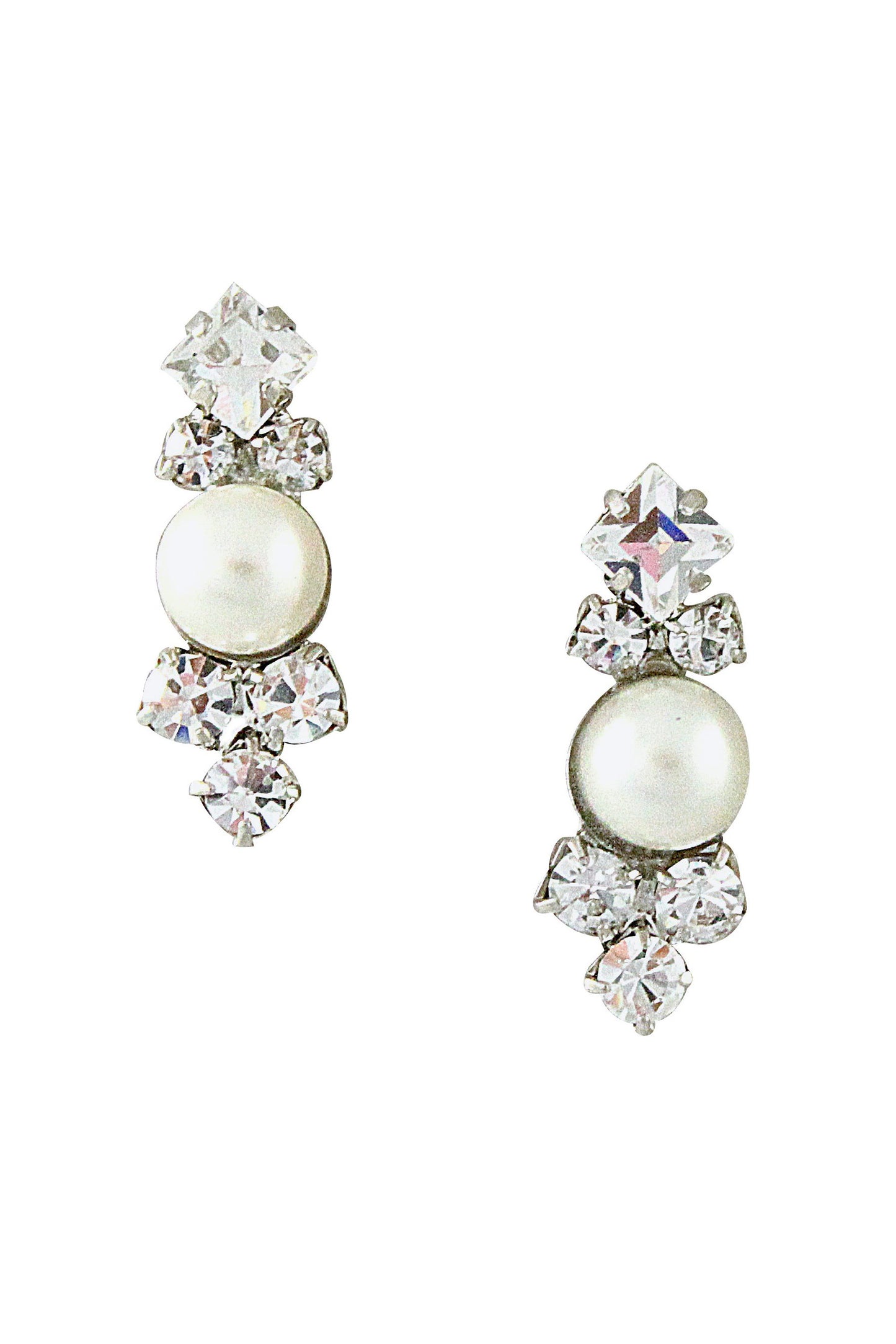 Pearl Stud Earrings Wedding Crystal Cluster Drop Earring Silver Art Deco Bridal Earring Vintage Jeweled Dainty Stud Bridesmaid Jewelry, LIV EARRINGS for Her, for Bride, for Bridesmaid Gift , for Mother of the Bride, for Wedding Guest or Special Occasion by Camilla Christine Bridal Jewelry and Wedding Accessories. Bridal Style Inspiration Trends for Bride, Wedding Ideas