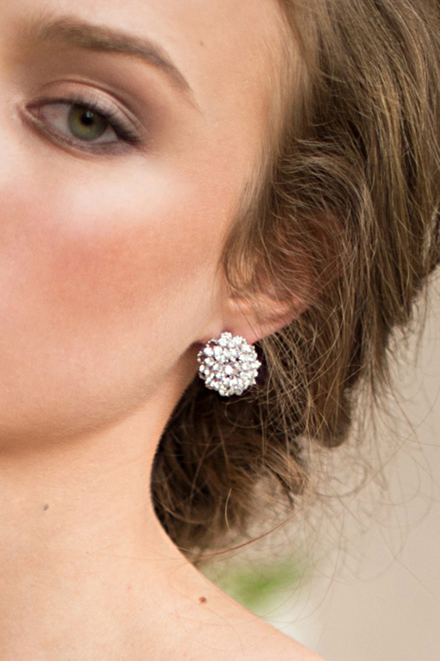 Art Deco Stud Earrings Crystal Vintage Button Earring Silver Filigree Rhinestone Cluster Drop Earring Cubic Zirconia Bridal Jewelry, MARILYN EARRINGS for Her, for Bride, for Bridesmaid Gift , for Mother of the Bride, for Wedding Guest or Special Occasion by Camilla Christine Bridal Jewelry and Wedding Accessories. Bridal Style Inspiration Trends for Bride, Wedding Ideas