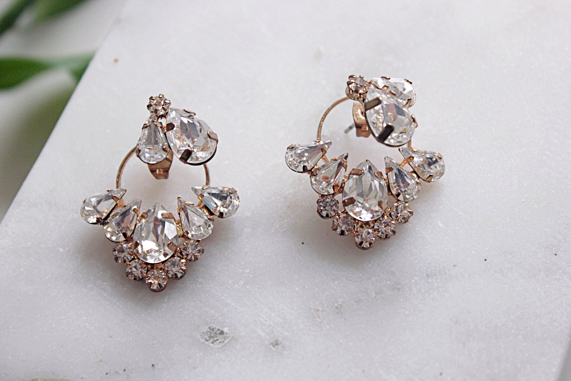 Crystal Ear Jacket Earrings Gold Ear Climber Rhinestone Cluster Earrings Art Deco Cubic Zirconia Jeweled Hoop Vintage Bridal Earrings, CERSI EARRINGS  for Her, for Bride, for Bridesmaid Gift, for Mother of the Bride, for Wedding Guest or Special Occasion by Camilla Christine Bridal Jewelry and Wedding Accessories. Bridal Style Inspiration Trends for Bride, Wedding Ideas