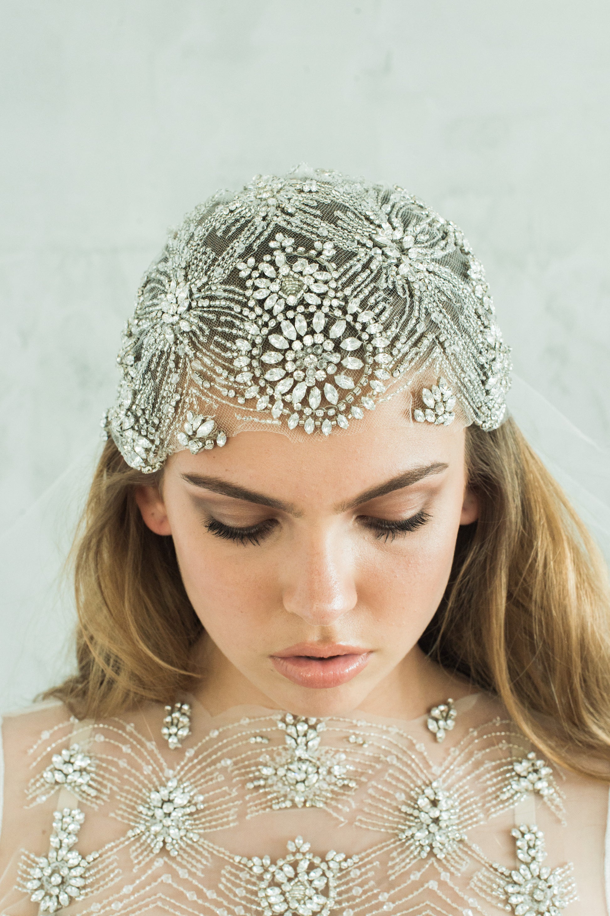 Juliet Cap Wedding Veil Beaded Bridal Veil Art Deco Headpiece Crystal Embellished Veil Vintage Gatsby Hair Accessory Jeweled 1920s, DAISY VEIL for Her, for Bride, for Bridesmaid Gift , for Mother of the Bride, for Wedding Guest or Special Occasion by Camilla Christine Bridal Jewelry and Wedding Accessories. Bridal Style Inspiration Trends for Bride, Wedding Ideas