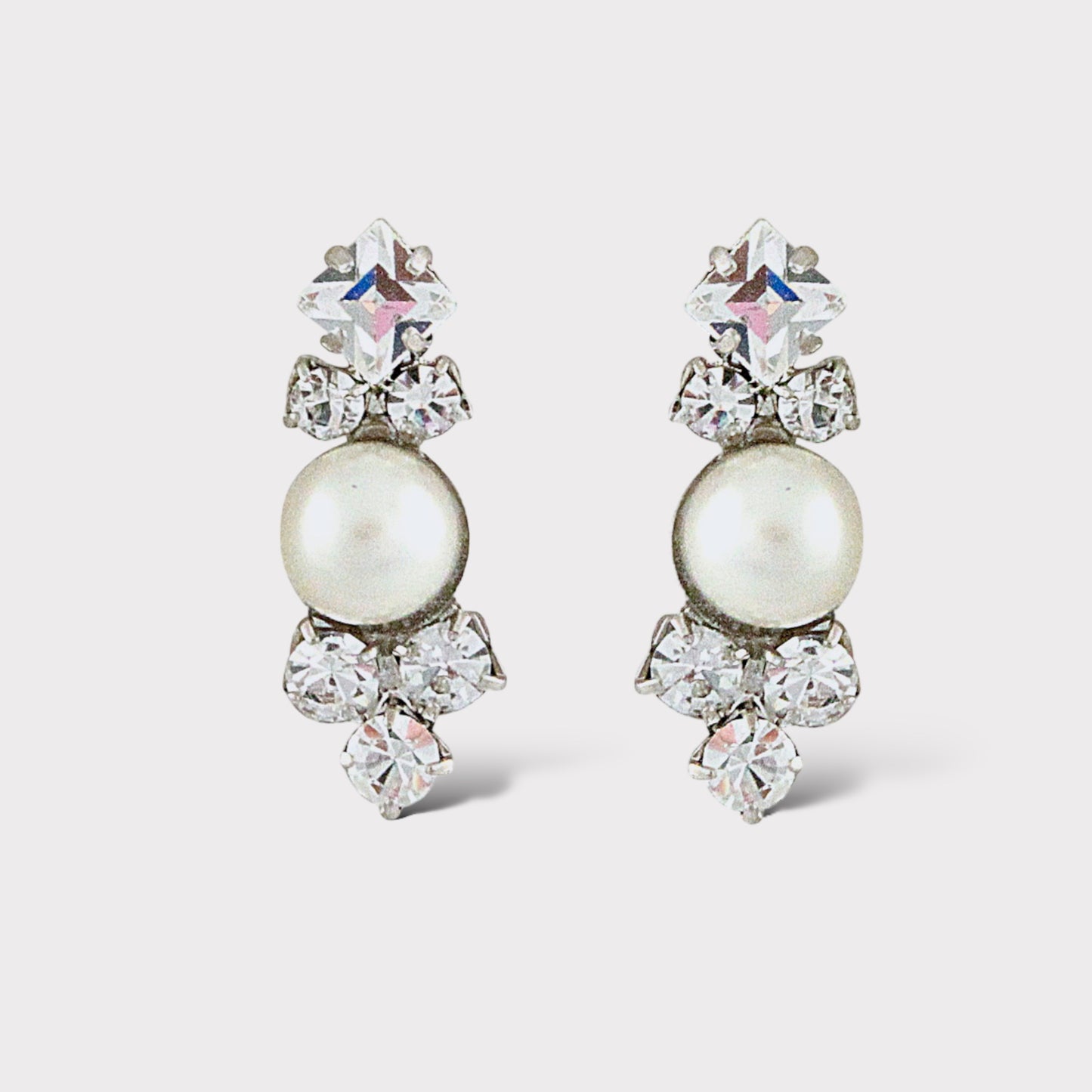 Pearl Stud Earrings Wedding Crystal Cluster Drop Earring Silver Art Deco Bridal Earring Vintage Jeweled Dainty Stud Bridesmaid Jewelry, LIV EARRINGS  for Her, for Bride, for Bridesmaid Gift , for Mother of the Bride, for Wedding Guest or Special Occasion by Camilla Christine Bridal Jewelry and Wedding Accessories. Bridal Style Inspiration Trends for Bride, Wedding Ideas