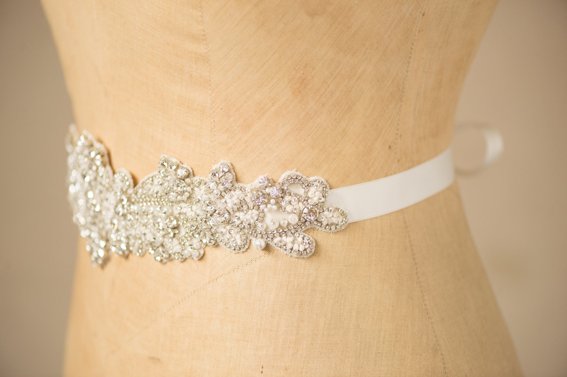 silver belt for wedding dress MICHELLE SASH- SILVER Camilla Christine