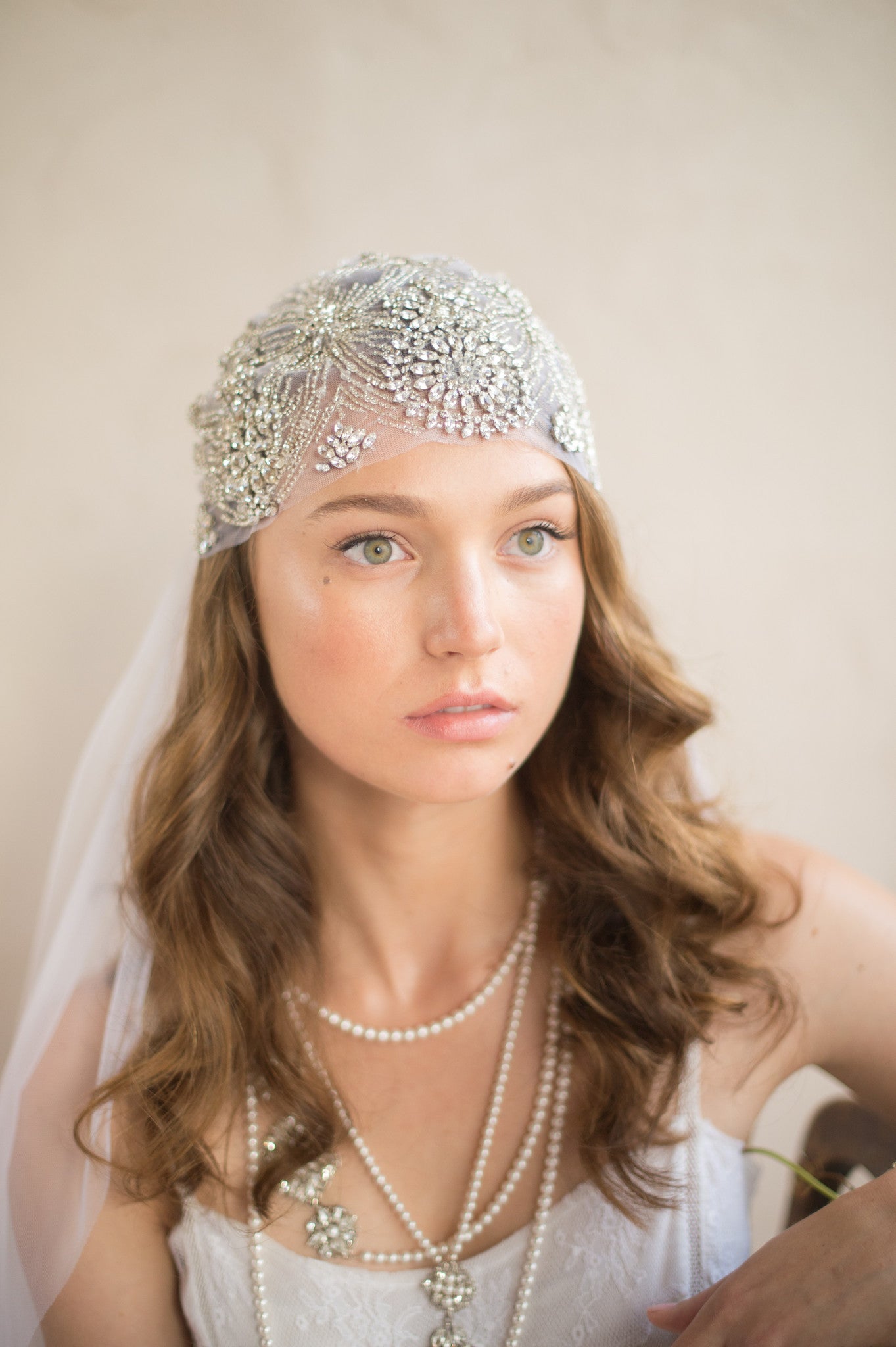 Juliet Cap Wedding Veil Beaded Bridal Veil Art Deco Headpiece Crystal Embellished Veil Vintage Gatsby Hair Accessory Jeweled 1920s, DAISY VEIL for Her, for Bride, for Bridesmaid Gift , for Mother of the Bride, for Wedding Guest or Special Occasion by Camilla Christine Bridal Jewelry and Wedding Accessories. Bridal Style Inspiration Trends for Bride, Wedding Ideas