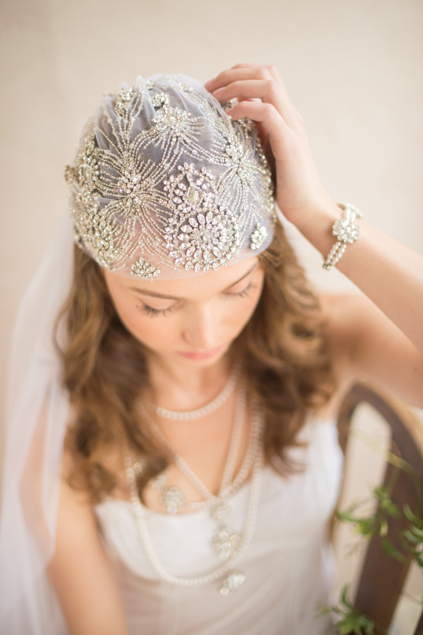 Juliet Cap Wedding Veil Beaded Bridal Veil Art Deco Headpiece Crystal Embellished Veil Vintage Gatsby Hair Accessory Jeweled 1920s, DAISY VEIL for Her, for Bride, for Bridesmaid Gift , for Mother of the Bride, for Wedding Guest or Special Occasion by Camilla Christine Bridal Jewelry and Wedding Accessories. Bridal Style Inspiration Trends for Bride, Wedding Ideas