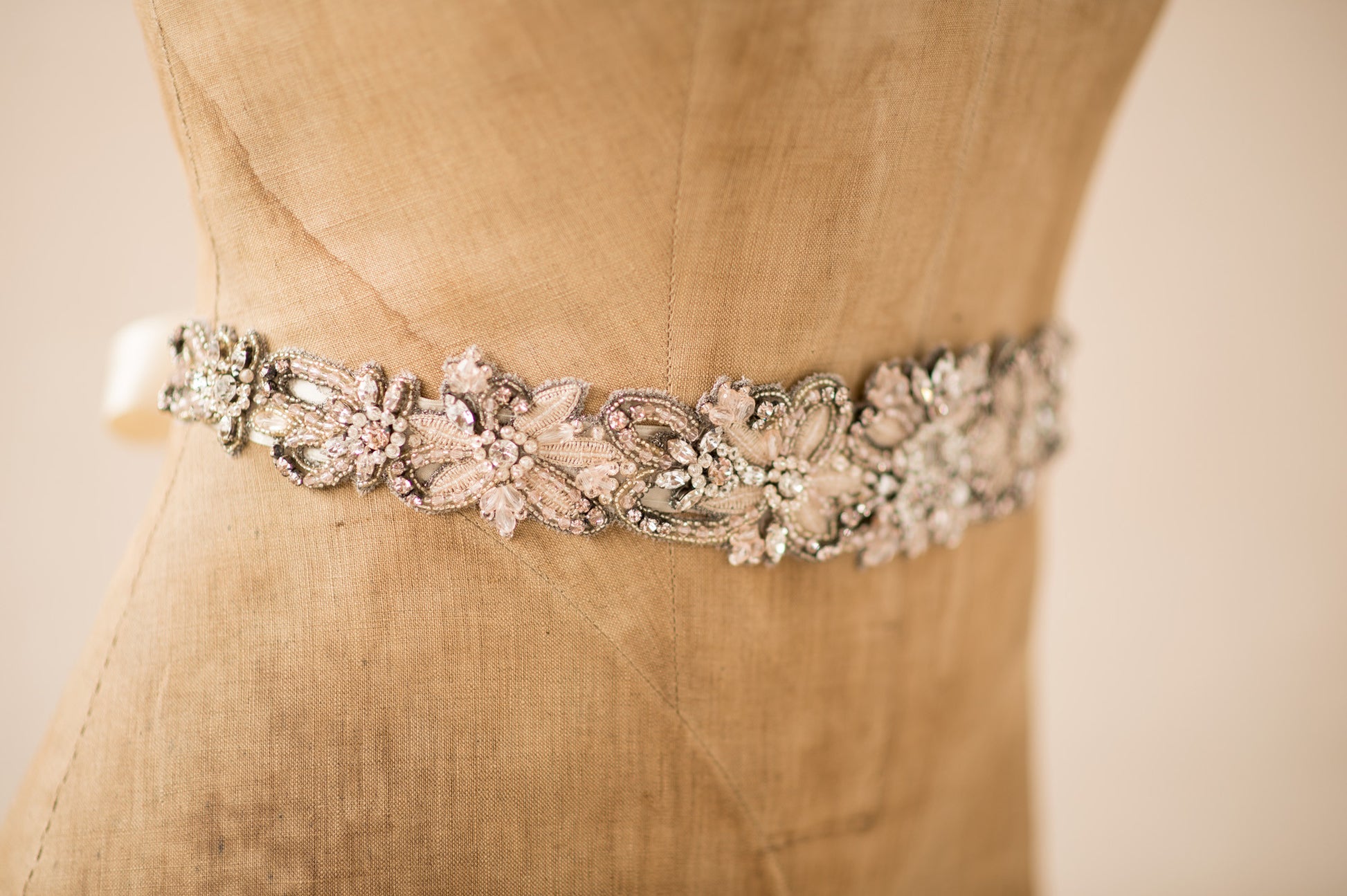 Blush Bridal Sash Floral Wedding Belt Champagne Flower Beaded Trim Vintage Crystal Applique Pink Embroidered Gunmetal Art Deco Belt, JOELLE SASH  for Her, for Bride, for Bridesmaid Gift , for Mother of the Bride, for Wedding Guest or Special Occasion by Camilla Christine Bridal Jewelry and Wedding Accessories. Bridal Style Inspiration Trends for Bride, Wedding Ideas