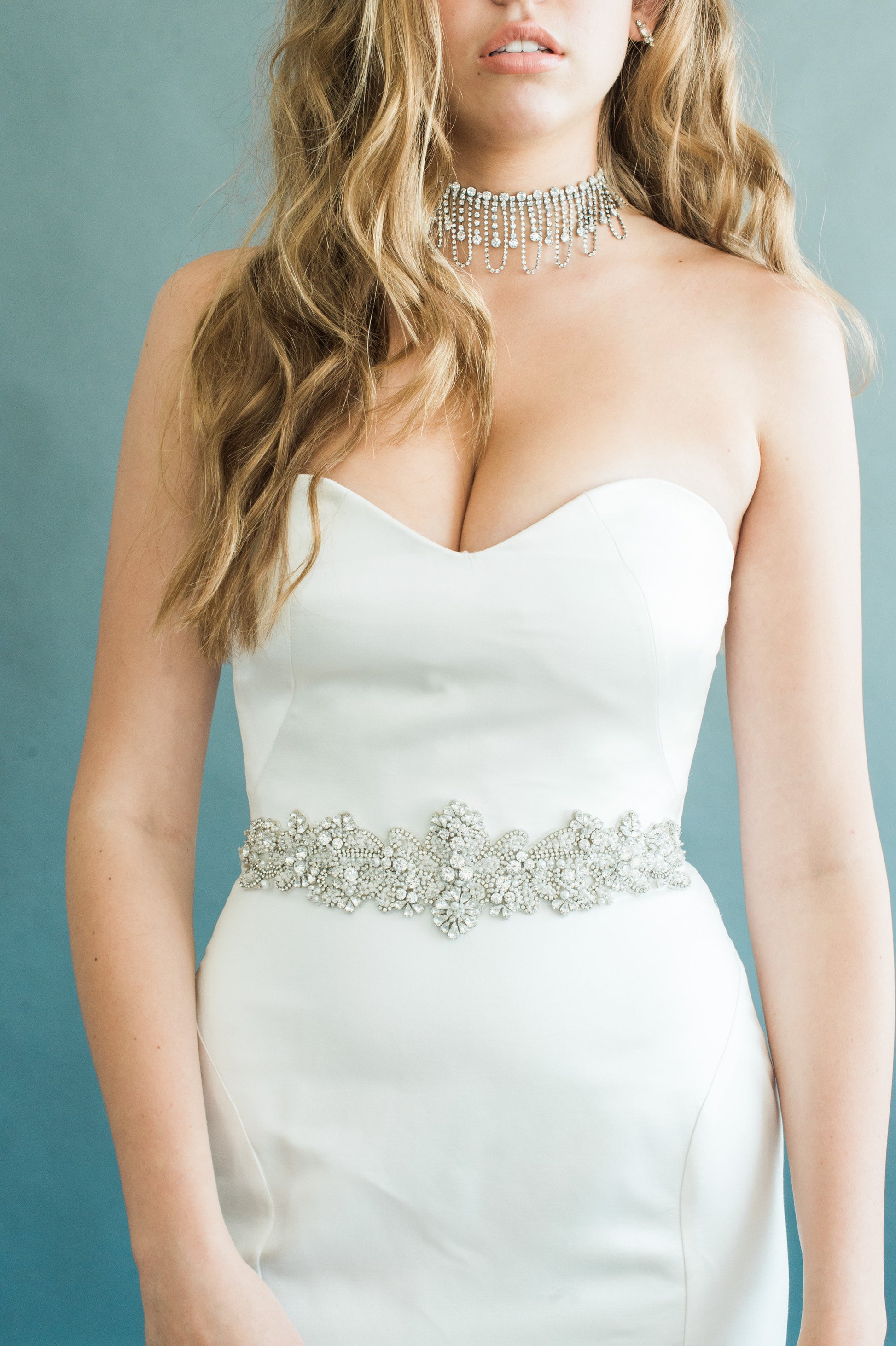 silver sash wedding dress MICHELLE SASH- SILVER Camilla Christine