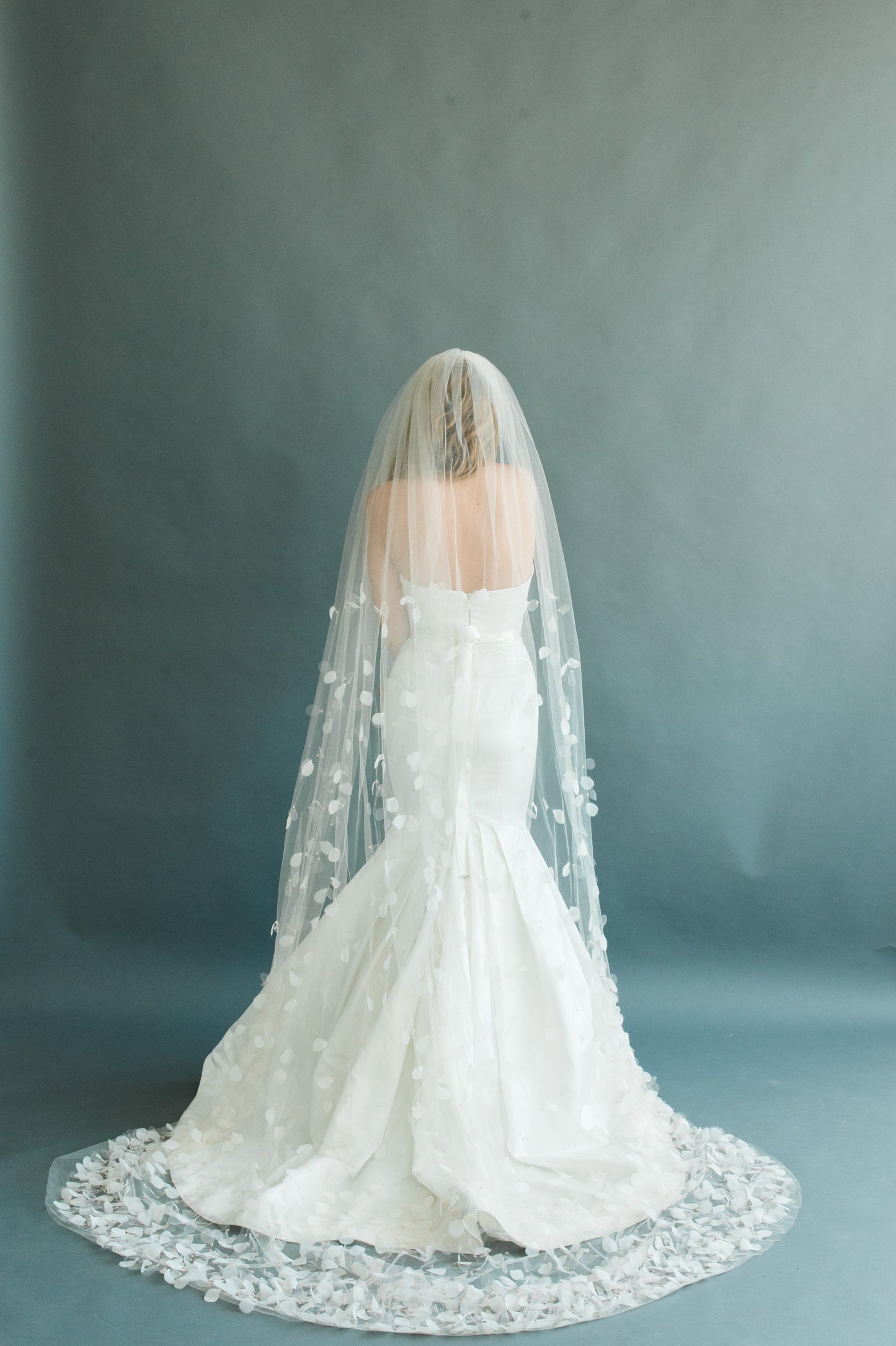 Petal Veil Wedding Cathedral Veil Floral Beaded 3D Flower Hand Made Rose Embellished Custom Length Boho Bridal Pearl Blossom Blusher, PETAL by Camilla Christine Bridal Accessories and Wedding Jewelry
