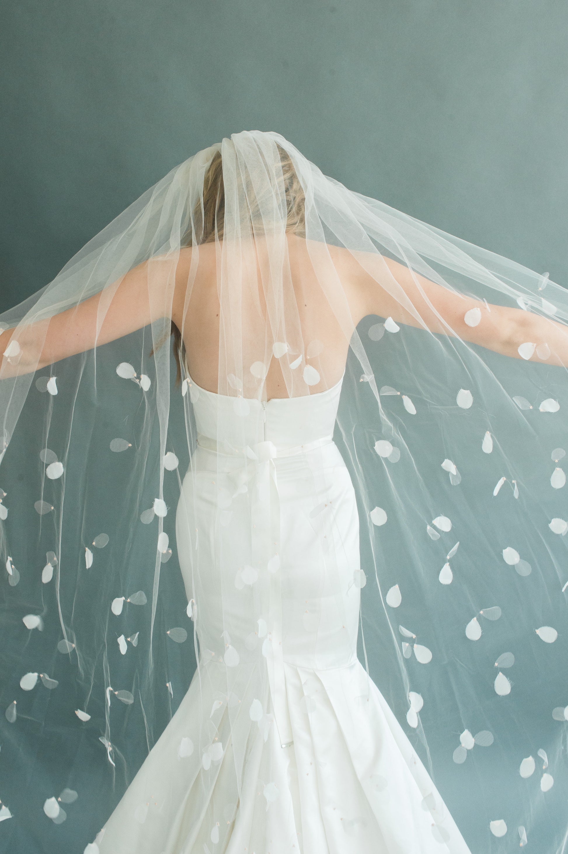 Petal Veil Wedding Cathedral Veil Floral Beaded 3D Flower Hand Made Rose Embellished Custom Length Boho Bridal Pearl Blossom Blusher, PETAL by Camilla Christine Bridal Accessories and Wedding Jewelry
