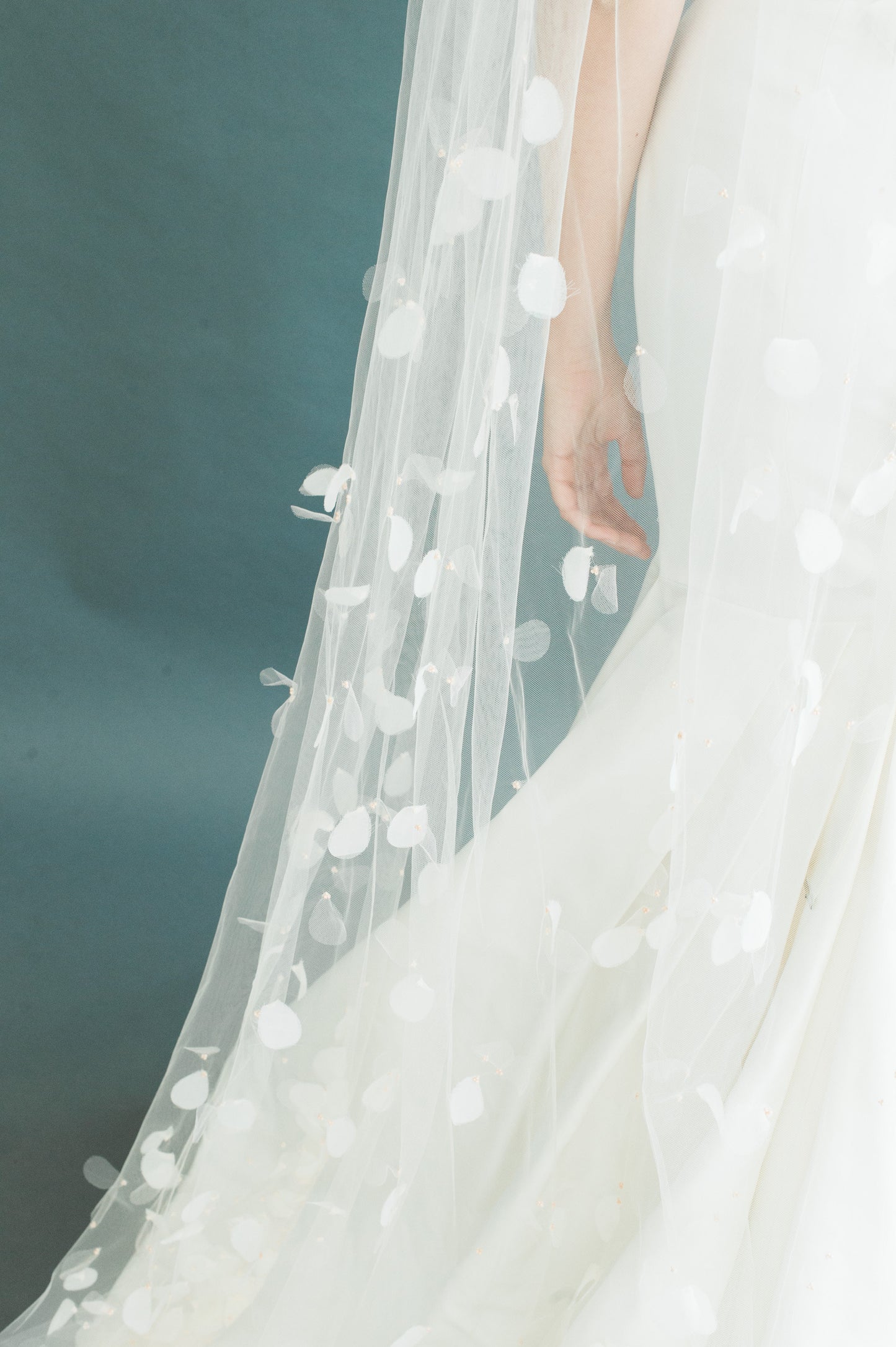 Petal Veil Wedding Cathedral Veil Floral Beaded 3D Flower Hand Made Rose Embellished Custom Length Boho Bridal Pearl Blossom Blusher, PETAL by Camilla Christine Bridal Accessories and Wedding Jewelry
