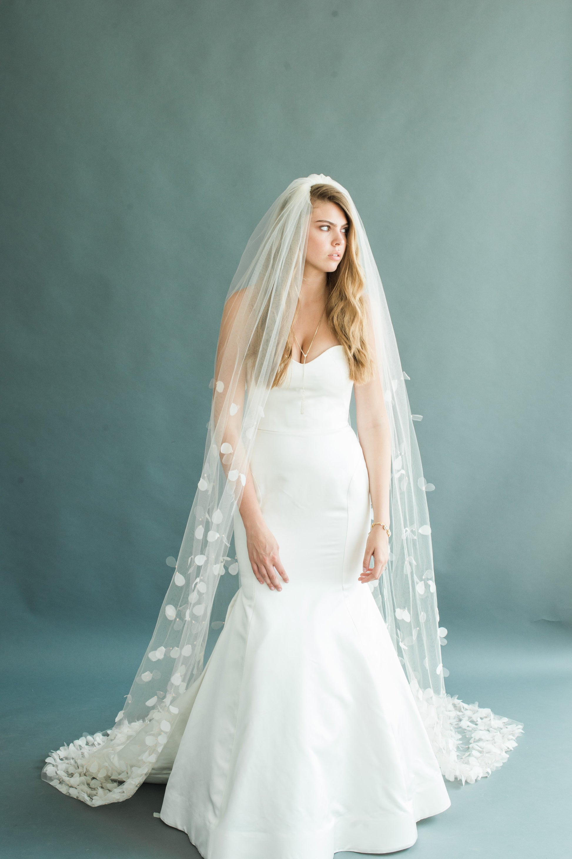 Petal Veil Wedding Cathedral Veil Floral Beaded 3D Flower Hand Made Rose Embellished Custom Length Boho Bridal Pearl Blossom Blusher, PETAL by Camilla Christine Bridal Accessories and Wedding Jewelry