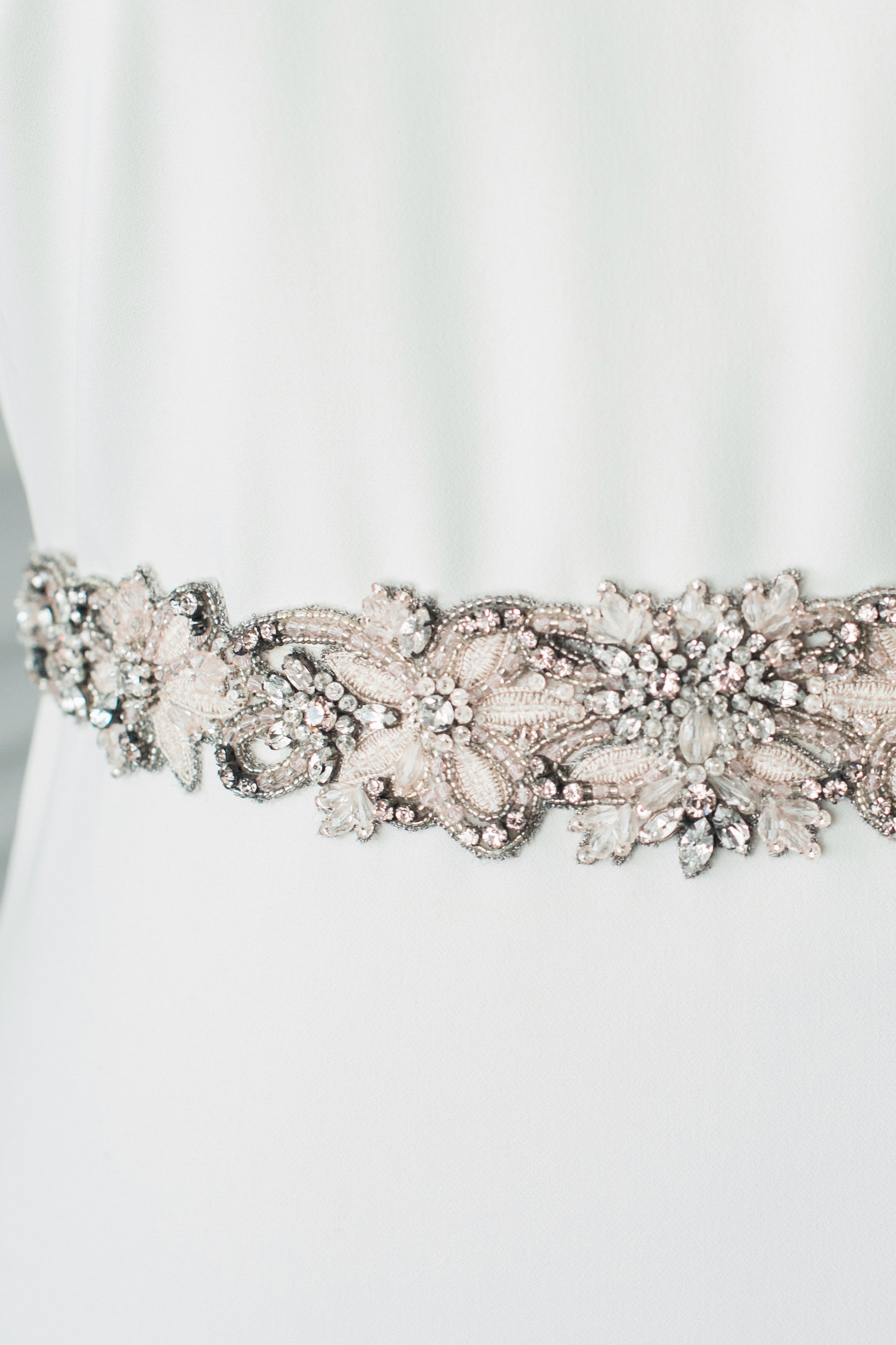 Camilla Christine JOELLE SASH Blush Wedding Belt Floral Bridal Sash